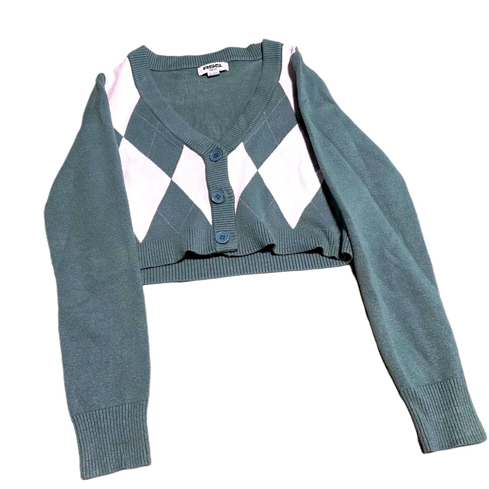 RSQ Argyle Cropped Sweater